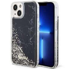 Telefono Dėklas Case Guess iPhone 14 6.1" Juodas hardcase Liquid Glitter Marble GNZ022