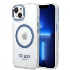 Telefono Dėklas Guess Metal Outline MagSafe na iPhone 14 Plus Skaidrus GNZ022
