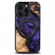 Telefono Dėklas iPhone 15 Pro MagSafe Bewood Unique Medinis Rudas Violetinis KOW068