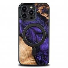 Telefono Dėklas iPhone 15 Pro Max MagSafe Bewood Unique Medinis Rudas Violetinis KOW068