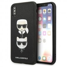 Telefono Dėklas Karl Lagerfeld Saffiano Karl&Choupette Head iPhone X/XS Juodas GNZ022