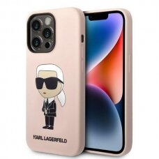 Telefono Dėklas Karl Lagerfeld Silicone Ikonik MagSafe na iPhone 14 Pro Max Rožinis Matinis GNZ022
