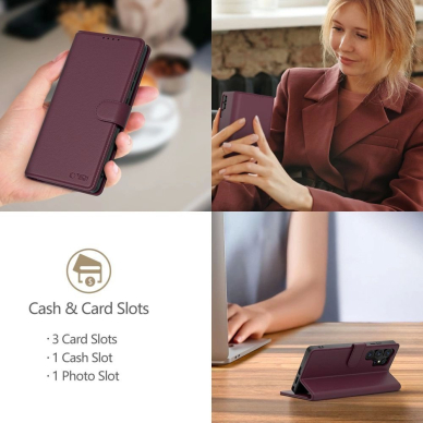 Tech-Protect Piniginės tipo Dėklas skirtas Samsung Galaxy A36 5G - Burgundy 3