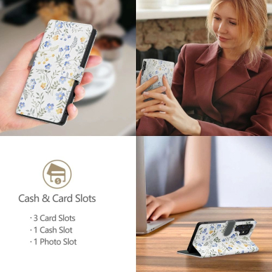 Tech-Protect Piniginės tipo Dėklas skirtas Samsung Galaxy S25 - Daisies with Leaves 3