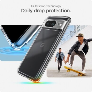 Telefono Dėklas Etui Spigen Ultra Hybrid na Google Pixel 8 Skaidrus KOW068 11