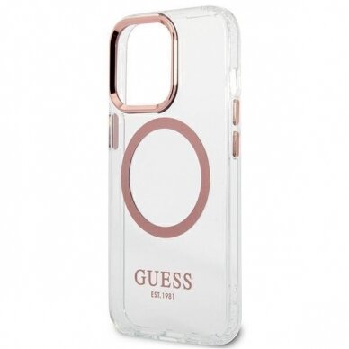 Telefono Dėklas Guess Metal Outline MagSafe na iPhone 13 Pro / iPhone 13 Rožinis GNZ022 1