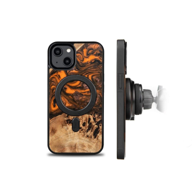 Telefono Dėklas iPhone 15 MagSafe Bewood Unique Medinis Rudas Oranžinis KOW068 1
