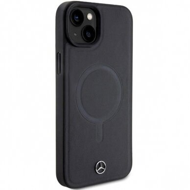 Telefono Dėklas Mercedes Smooth Leather MagSafe do iPhone 15 Plus Juodas KOW068 3