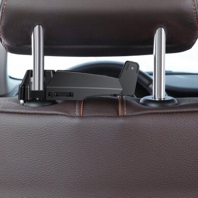 Telefono Laikiklis Tvirtinamas Prie Sėdynės Baseus Car Rear Seat Headrest Phone Bracket Holder Hook skirtas 4.0-6.5 colių įrenginiams juodas 14