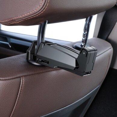 Telefono Laikiklis Tvirtinamas Prie Sėdynės Baseus Car Rear Seat Headrest Phone Bracket Holder Hook skirtas 4.0-6.5 colių įrenginiams juodas 7