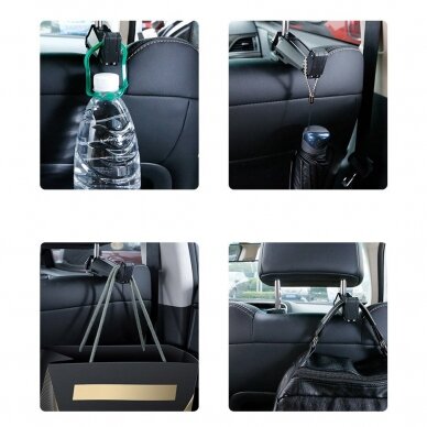 Telefono Laikiklis Tvirtinamas Prie Sėdynės Baseus Car Rear Seat Headrest Phone Bracket Holder Hook skirtas 4.0-6.5 colių įrenginiams juodas 9