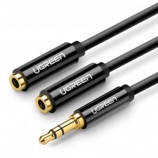 Ugreen 3,5 mm mini jack AUX splitter adapter kabelis 25cm juodas (20816)