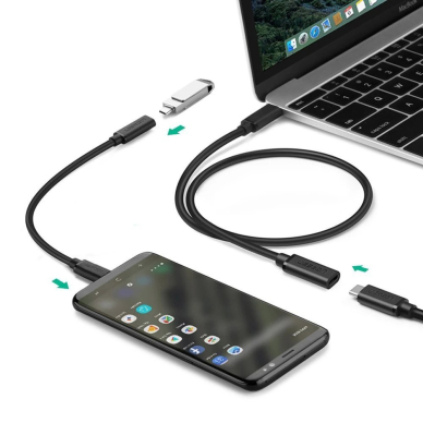Ugreen cable extension cord USB Type C 3.1 (female) - USB Type C 3.1 (male) 0.5m Juodas (40574) 1