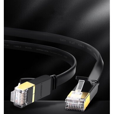 Ugreen Ethernet patchcord flat cable RJ45 Cat 7 STP LAN 10 Gbps 10 m Juodas (NW106 11265) UGLX912 3