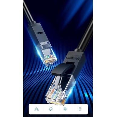 Ugreen Ethernet patchcord kabelis RJ45 Cat 6 UTP 1000Mbps 2m Juodas 1