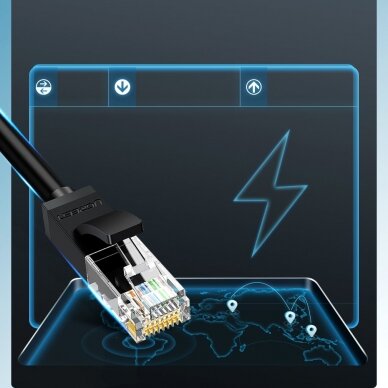 Ugreen Ethernet patchcord kabelis RJ45 Cat 6 UTP 1000Mbps 2m Juodas 3