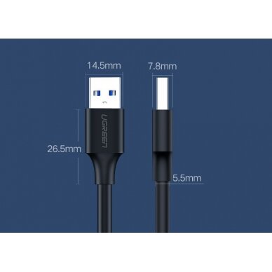 Ugreen USB 2.0 (male) - USB 2.0 (male) Kabelis 0,5 m Juodas (US128 10308) 11