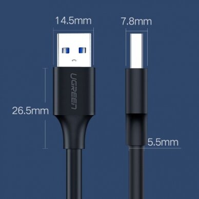 Ugreen USB - USB (male - USB 3.2 Gen 1) cable 1 m Juodas (US128 10370) 8