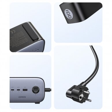 Ugreen wall charger GaN USB C / USB AC power strip Juodas (CD270) 11