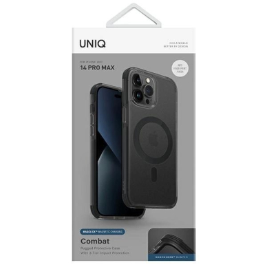 Uniq Combat iPhone 14 Pro Max 6.7&quot; Dėklas Magclick Charging Juodas/concrete charcoal 7
