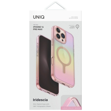 Uniq Iridescia Magclick Charging Dėklas skirtas iPhone 16 Pro Max - Rožinis 3