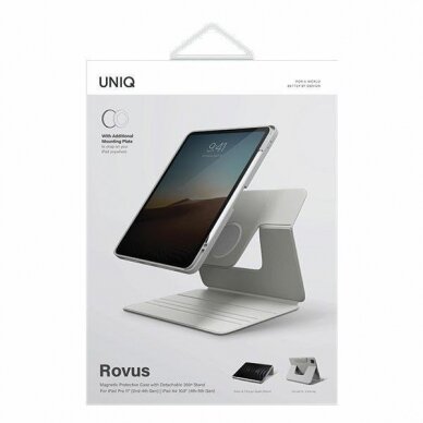 Uniq Rovus case skirta iPad Pro 11 (2021-2022) / Air 10.9  (2020-2022) pilkos spalvos/chalk pilkos spalvos Magnetic Case 8