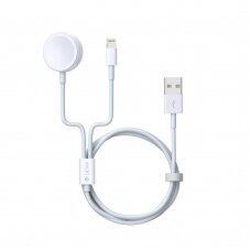 USB kabelis Devia Smart 2in1 Lightning+Apple Watch bevielis įkroviklis