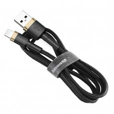 USB Kabelis Durable Nylon Braided Wire USB / Lightning Qc3.0 2.4A 1M Juodas/auksinis (Calklf-Bv1)
