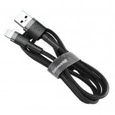 USB Kabelis Durable Nylon Braided Wire Usb / Lightning Qc3.0 2.4A 1M Juodas/pilkas (Calklf-Bg1)