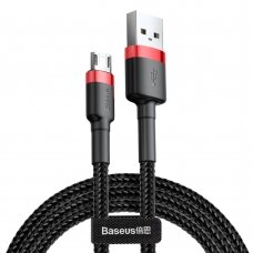 USB Kabelis Durable Nylon Braided Wire Usb / Micro Usb Qc3.0 2.4A 1M Juodas/raudonas (Camklf-B91)