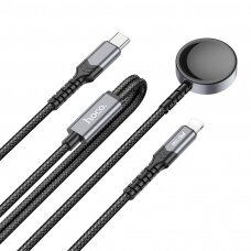 USB kabelis Hoco CW54 2in1 USB-C to Lightning/Apple Watch 1.2m juodas