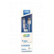 USB kabelis Tellos TPE 2in1 microUSB-Lightning sidabrinis, 1.2m