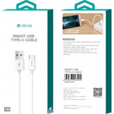 USB- Type-C kabelis Devia Smart 1.0m baltas