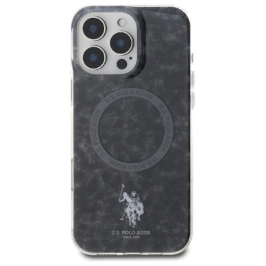 US Polo IML Ring MagSafe Dėklas iPhone 16 Pro Max - Juodas 2