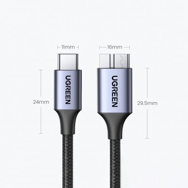 USB C - Micro USB B 3.0 5Gb/s 3A 1m Cable Ugreen US565 - Gray 9