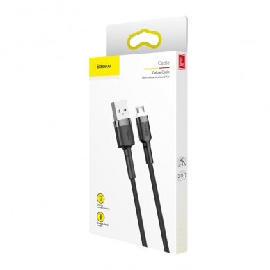 USB Kabelis Durable Nylon Braided Wire Usb / Micro Usb Qc3.0 1.5A 2M Juodas/pilkas (Camklf-Cg1) 10