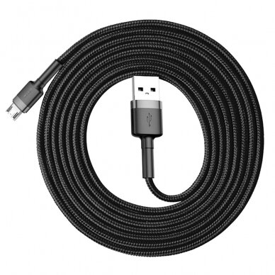 USB Kabelis Durable Nylon Braided Wire Usb / Micro Usb Qc3.0 1.5A 2M Juodas/pilkas (Camklf-Cg1) 2