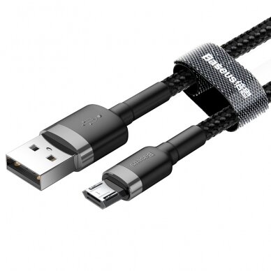 USB Kabelis Durable Nylon Braided Wire Usb / Micro Usb Qc3.0 1.5A 2M Juodas/pilkas (Camklf-Cg1) 9