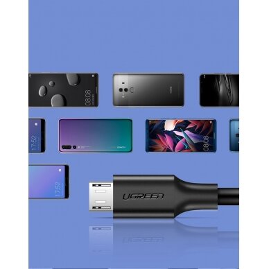 USB Kabelis Ugreen - micro USB kabelis 2A 1m juodas (60136)  UGLX912 6