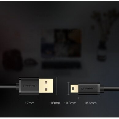 USB Kabelis Ugreen - mini USB cable 480 Mbps 2 m Juodas (US132 30472) 11