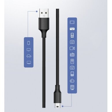 USB Kabelis Ugreen - mini USB cable 480 Mbps 2 m Juodas (US132 30472) 18