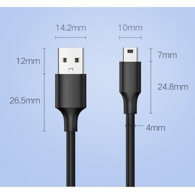 USB Kabelis Ugreen - mini USB cable 480 Mbps 3 m Juodas (US132 10386) 24