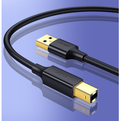 USB Kabelis Ugreen Type B (male) - USB 2.0 (male) printer cable 480 Mbps 1,5 m Juodas (US135 10350) 1