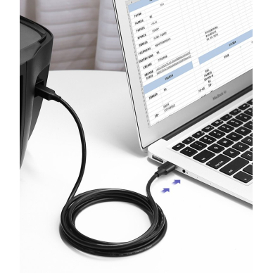 USB Kabelis Ugreen Type B (male) - USB 2.0 (male) printer cable 480 Mbps 1,5 m Juodas (US135 10350) 2
