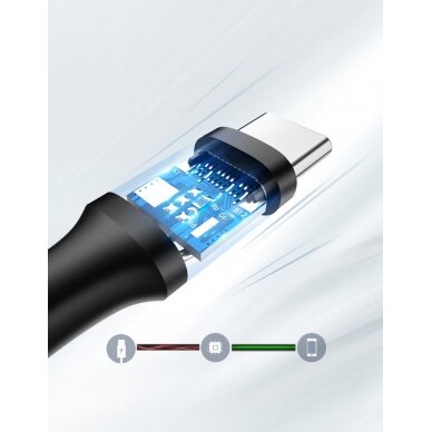 USB Kabelis Ugreen - USB Type C kabelis 3A 2m juodas (60118) 6