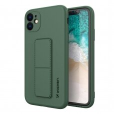 Iphone 11 Pro Wozinsky Kickstand Lankstaus Silikono Dėklas Su Stovu Tamsiai Žalias