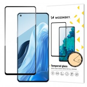 Wozinsky Tempered Glass Full Glue Super Tough Screen Protector Full Coveraged with Frame Case Friendly for Oppo Reno7 Pro 5G black