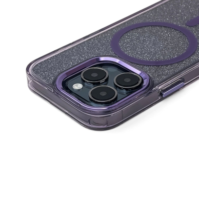 Wozinsky Glitter dėklas su MagSafe Samsung Galaxy S24 FE - violetinis su blizgučiais 4