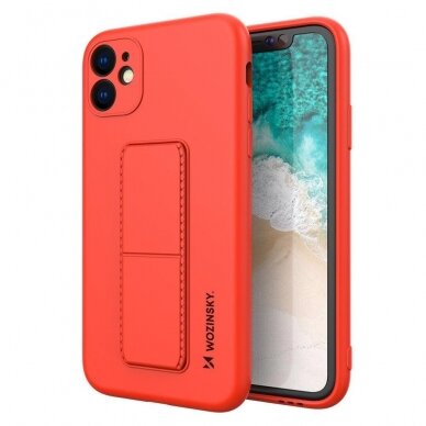 Iphone 11 Pro Wozinsky Kickstand Lankstaus Silikono Dėklas Su Stovu Raudonas