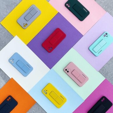 Wozinsky Kickstand Lankstaus Silikono Dėklas Su Stovu iPhone 12 Pilkas 5